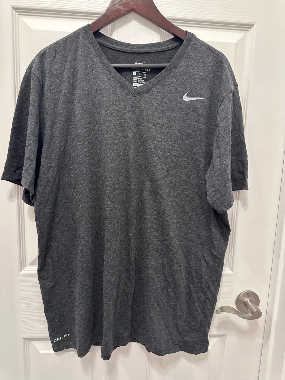 Nike Men’s Charcoal Gray V-Neck Dri-FIT Tee